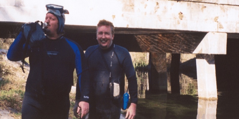 Steve and Casper swigging and standing by  the slough.